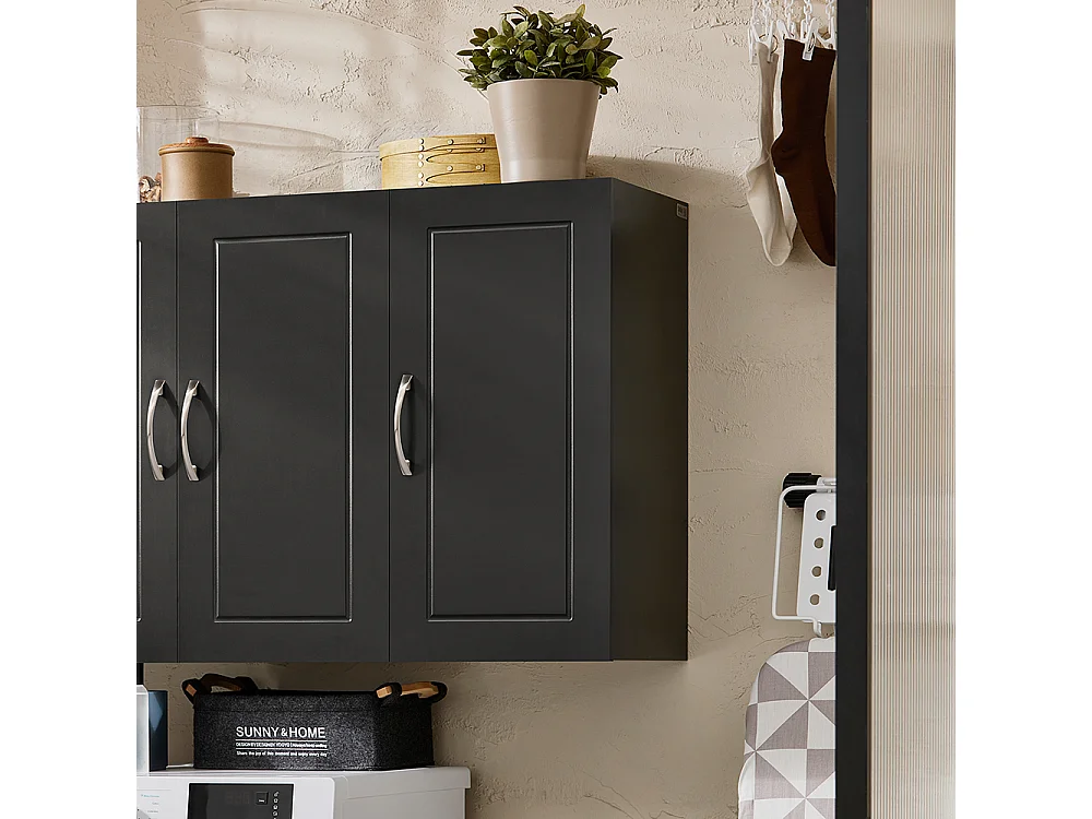 SoBuy Armoire Murale de Salle de Bain, Placard de Rangement, Meuble de Rangement Suspendu, Meuble Haut avec 3 Portes, 90x30x60 cm, Noir, FRG231-L-SCH