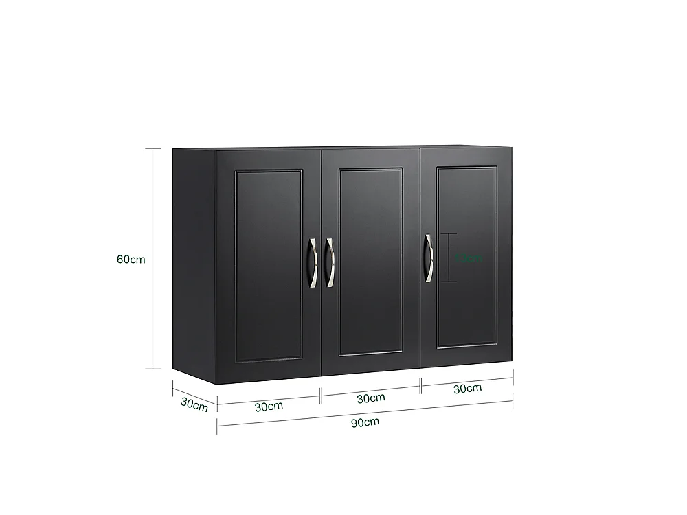 SoBuy Pensile Bagno con 3 ante Pensile Cucina Armadietto Bagno Nero 90x30x60cm FRG231-L-SCH