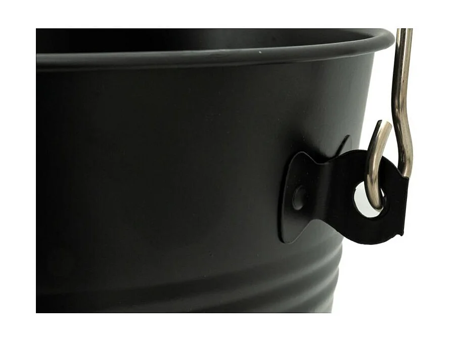 Seau à cendres + pelle + balai en zinc noir