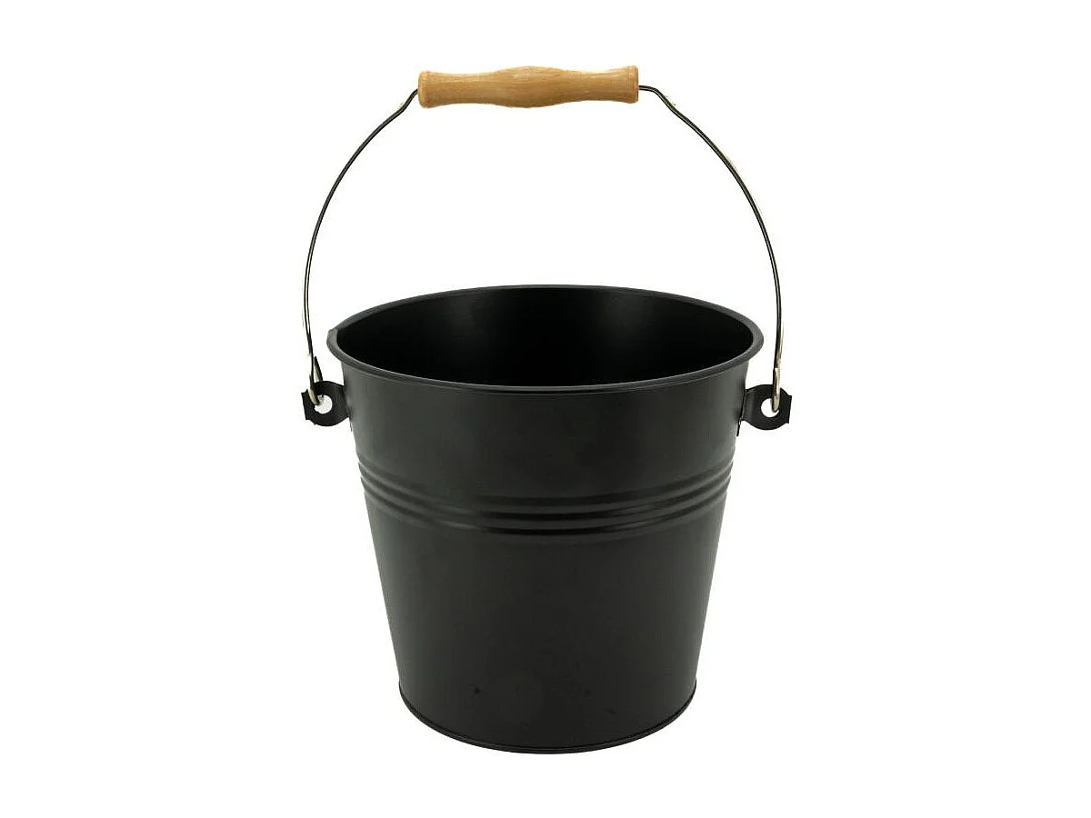 Seau à cendres + pelle + balai en zinc noir