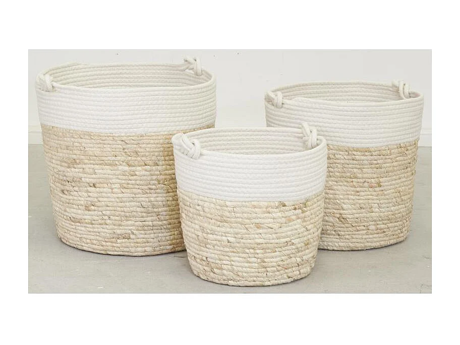 Corbeilles en maïs et coton (lot de 3)