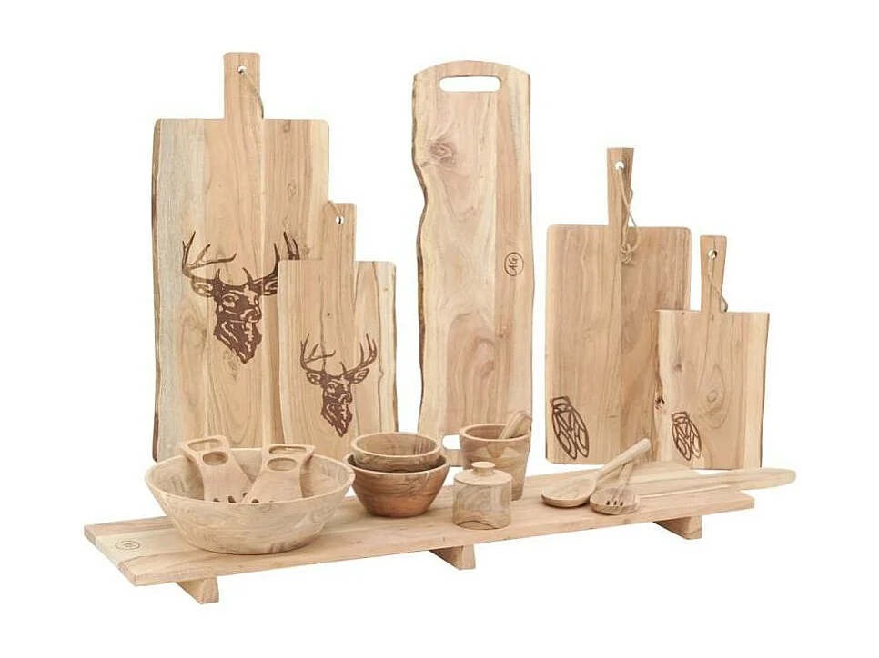 Plateau en bois d'acacia Lot de 4