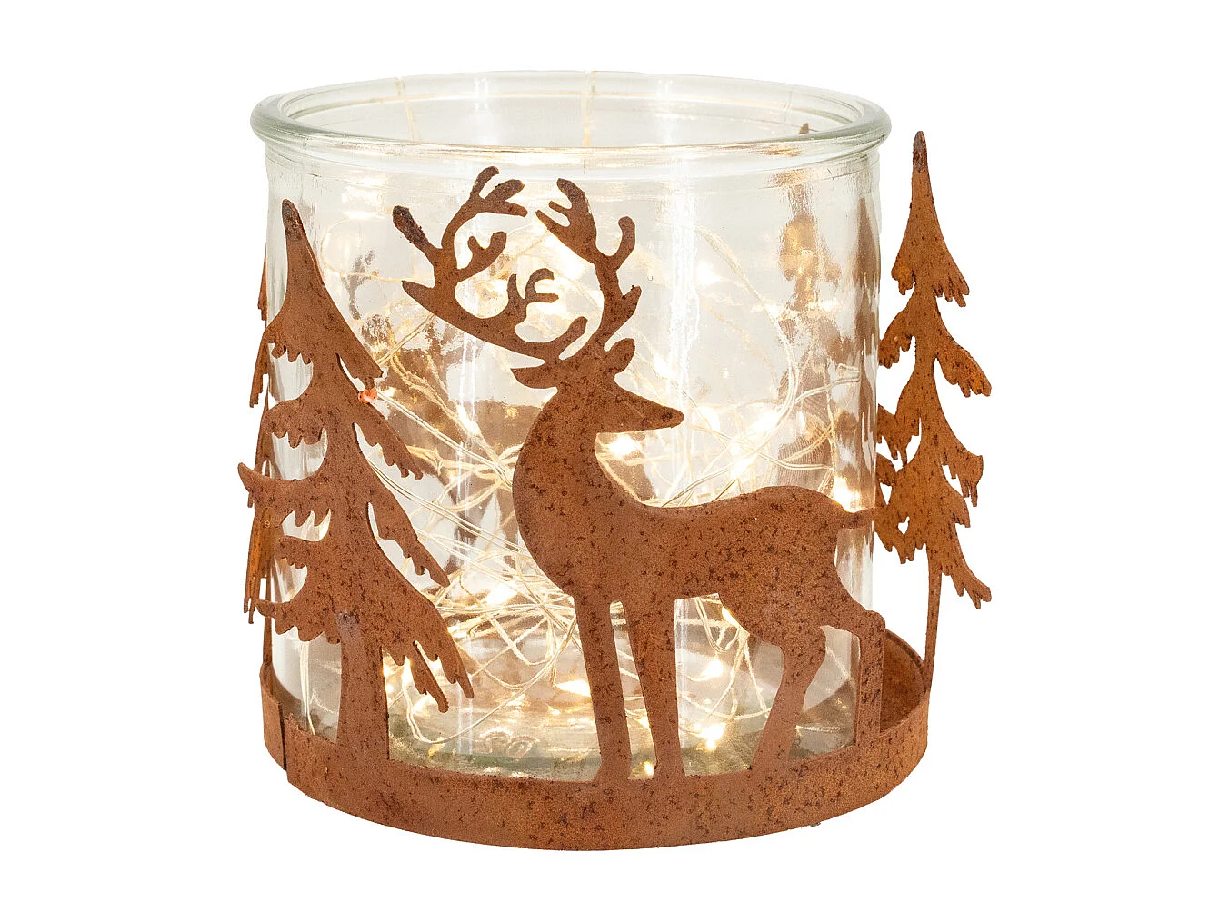 Photophore en métal effet rouillé Cerf Lot de 6