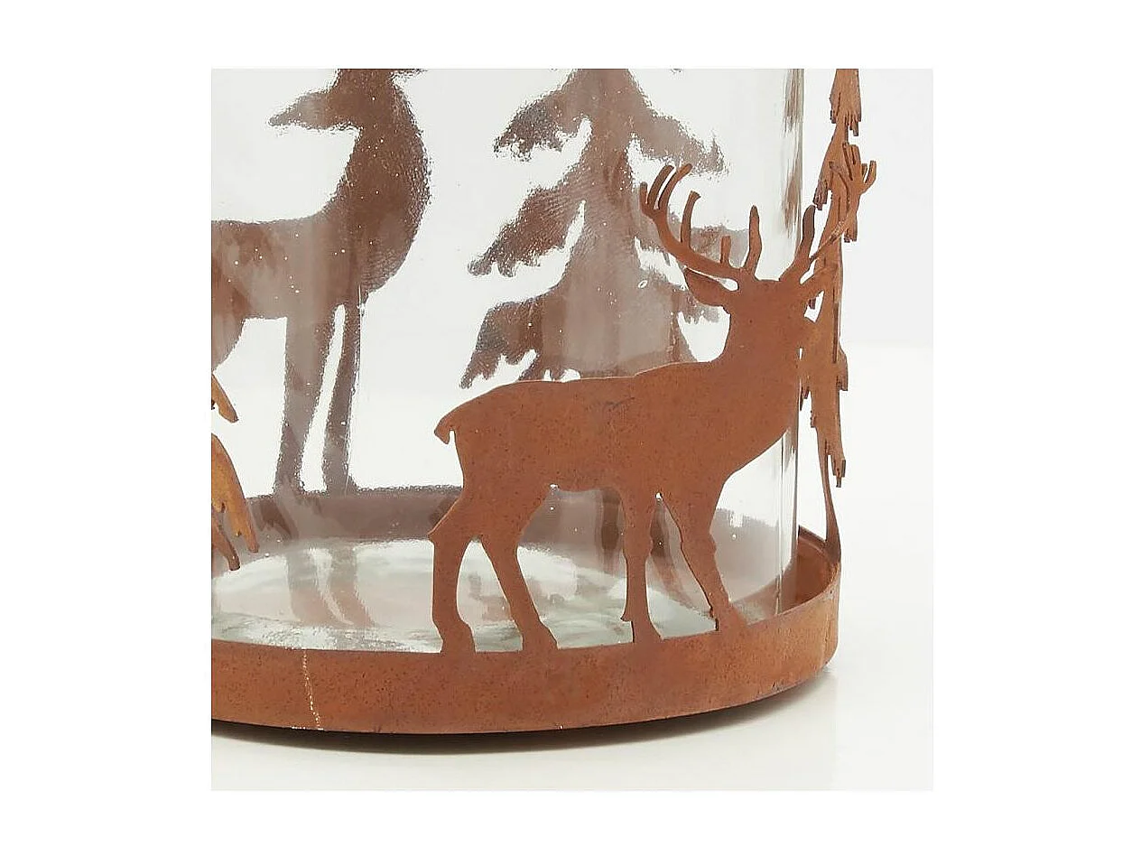 Photophore en métal effet rouillé Cerf Lot de 6