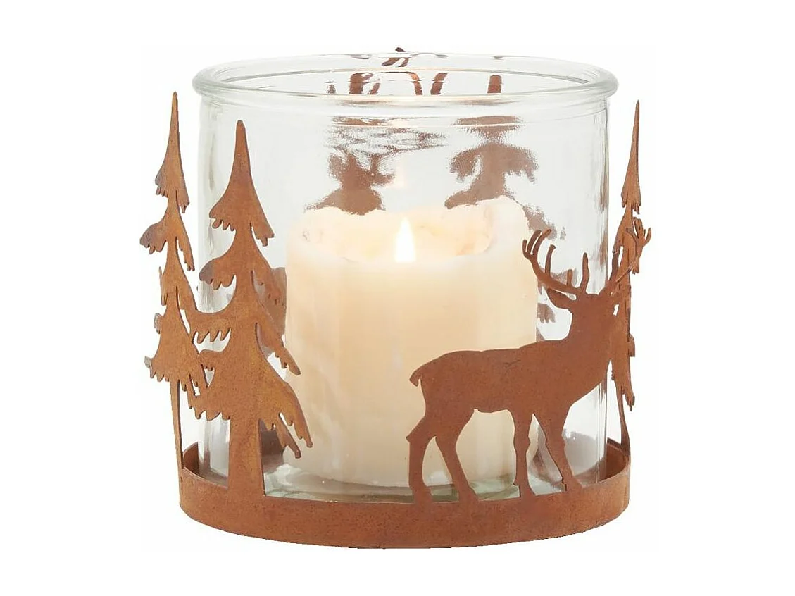 Photophore en métal effet rouillé Cerf Lot de 6