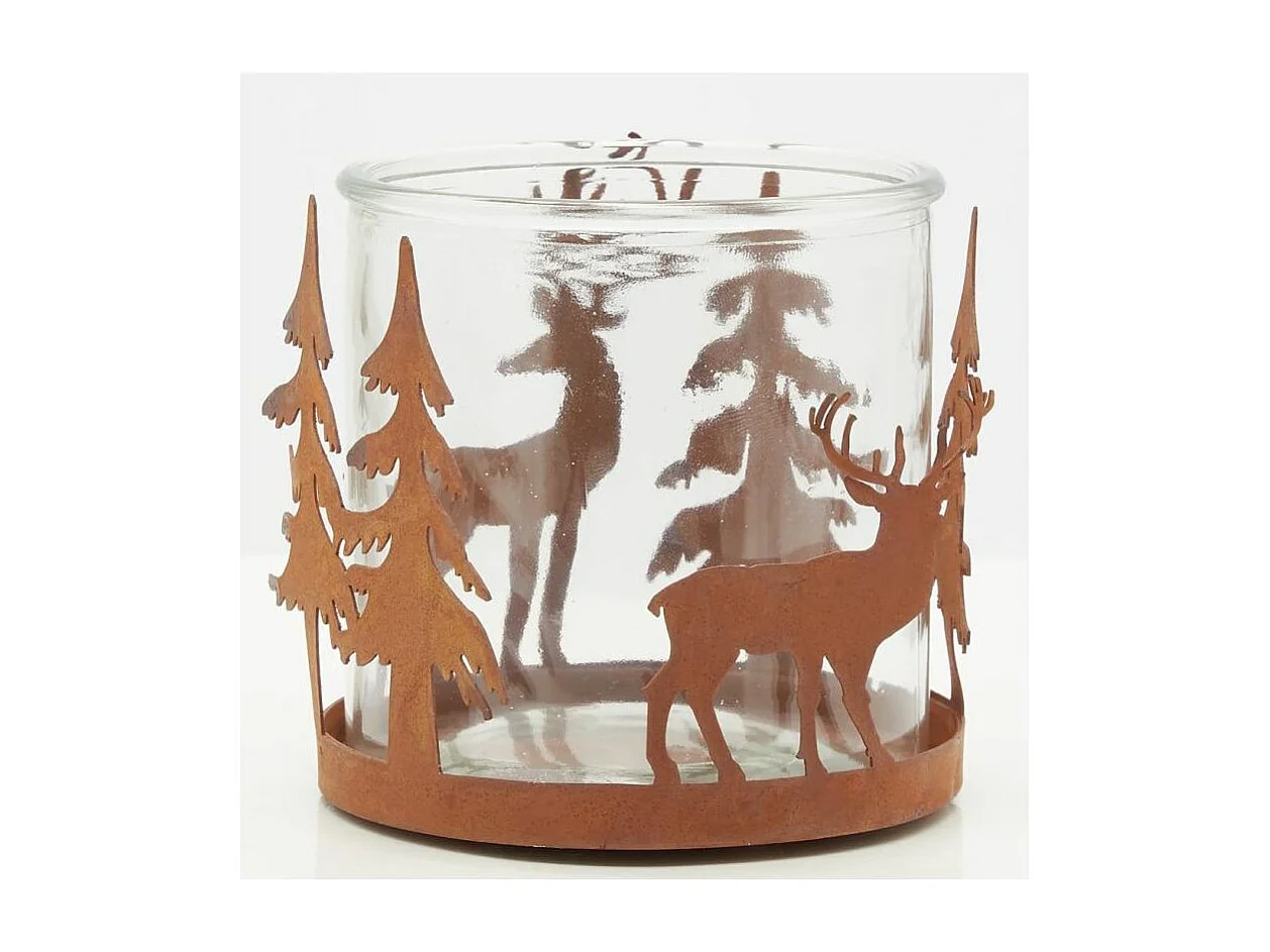 Photophore en métal effet rouillé Cerf Lot de 6