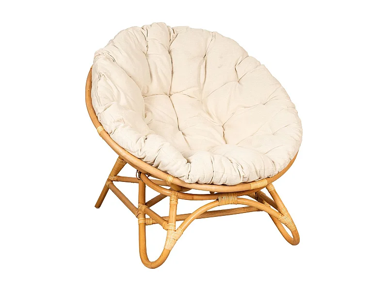 Fauteuil Papasan en rotin + coussin