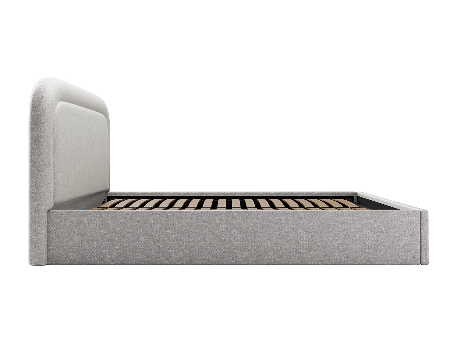 Lit coffre 140 x 190 cm - Tissu chiné - Gris clair + Matelas - FIREZA