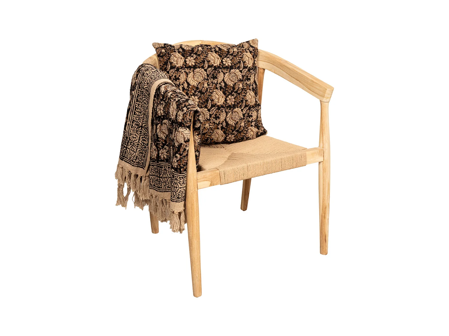 Fauteuil en teck naturel et jute