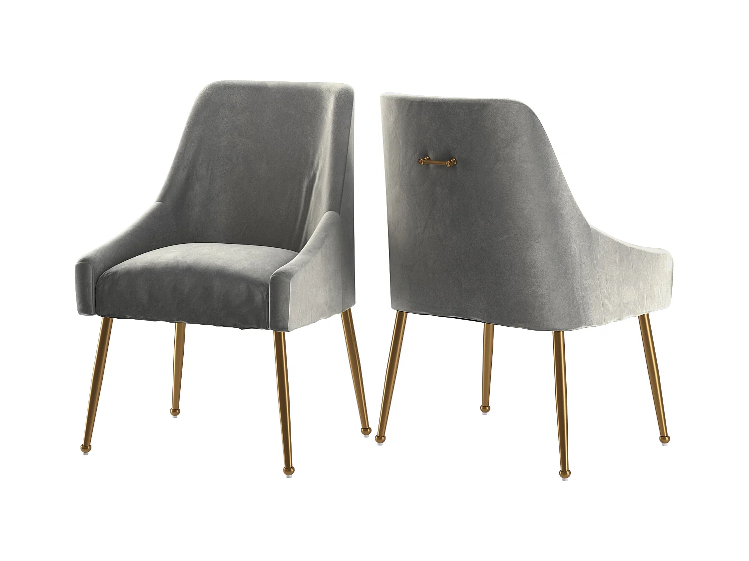 Daphne | Lot de 2 chaises avec accoudoirs en velours et métal gris