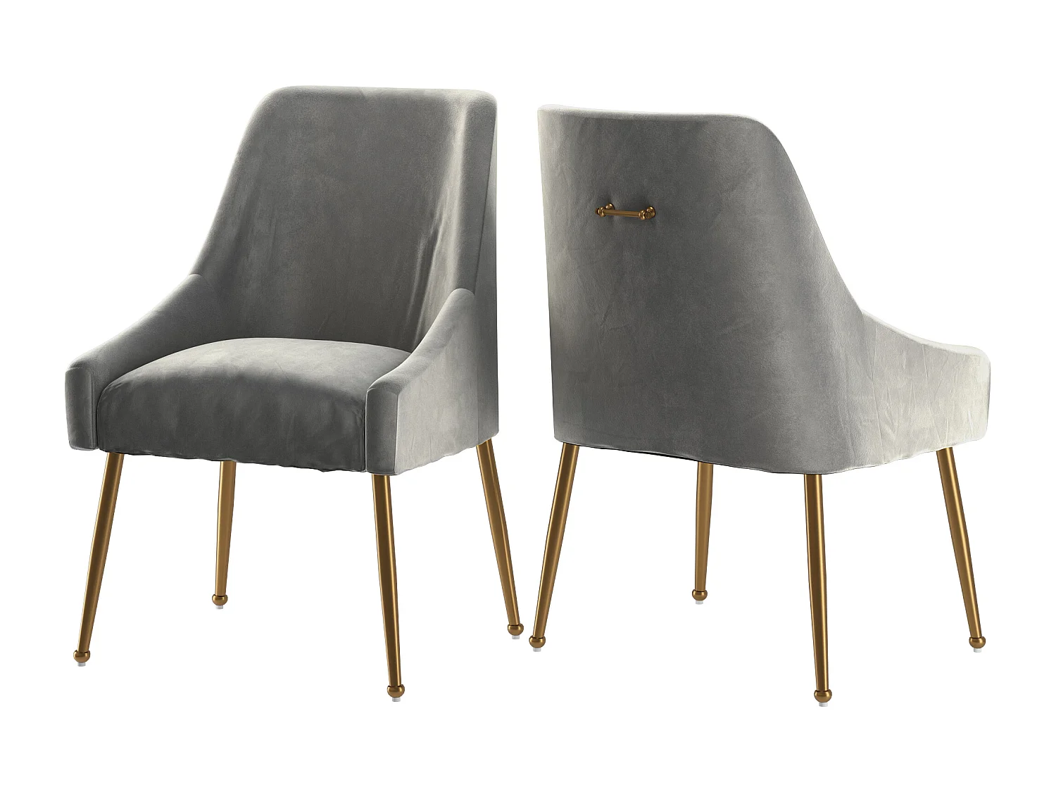 Daphne | Juego de 2 sillas con reposabrazos de terciopelo y metal Gris