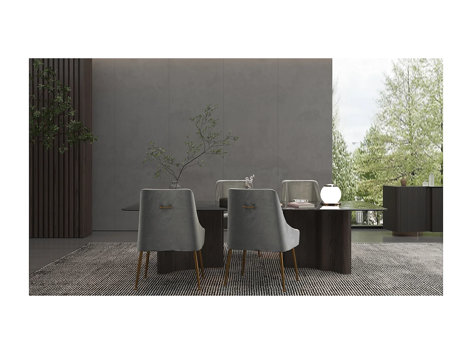 Daphne | Lot de 2 chaises avec accoudoirs en velours et métal gris