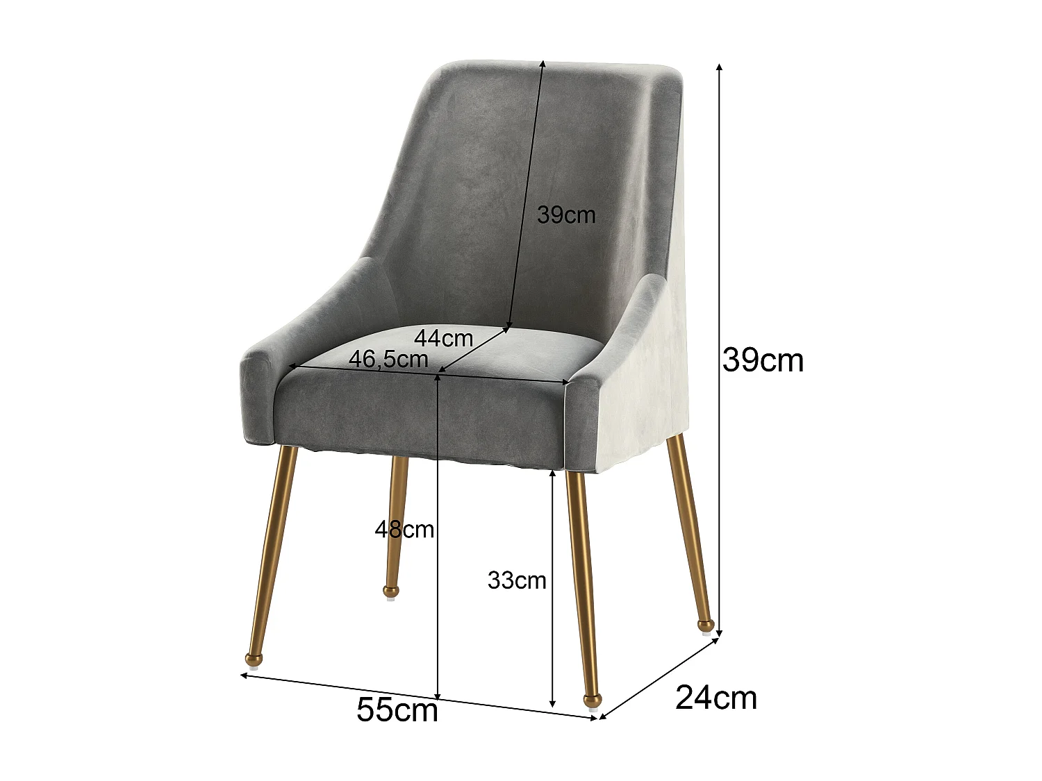 Daphne | Set van 2 stoelen met armleuningen van fluweel & metall Zwart