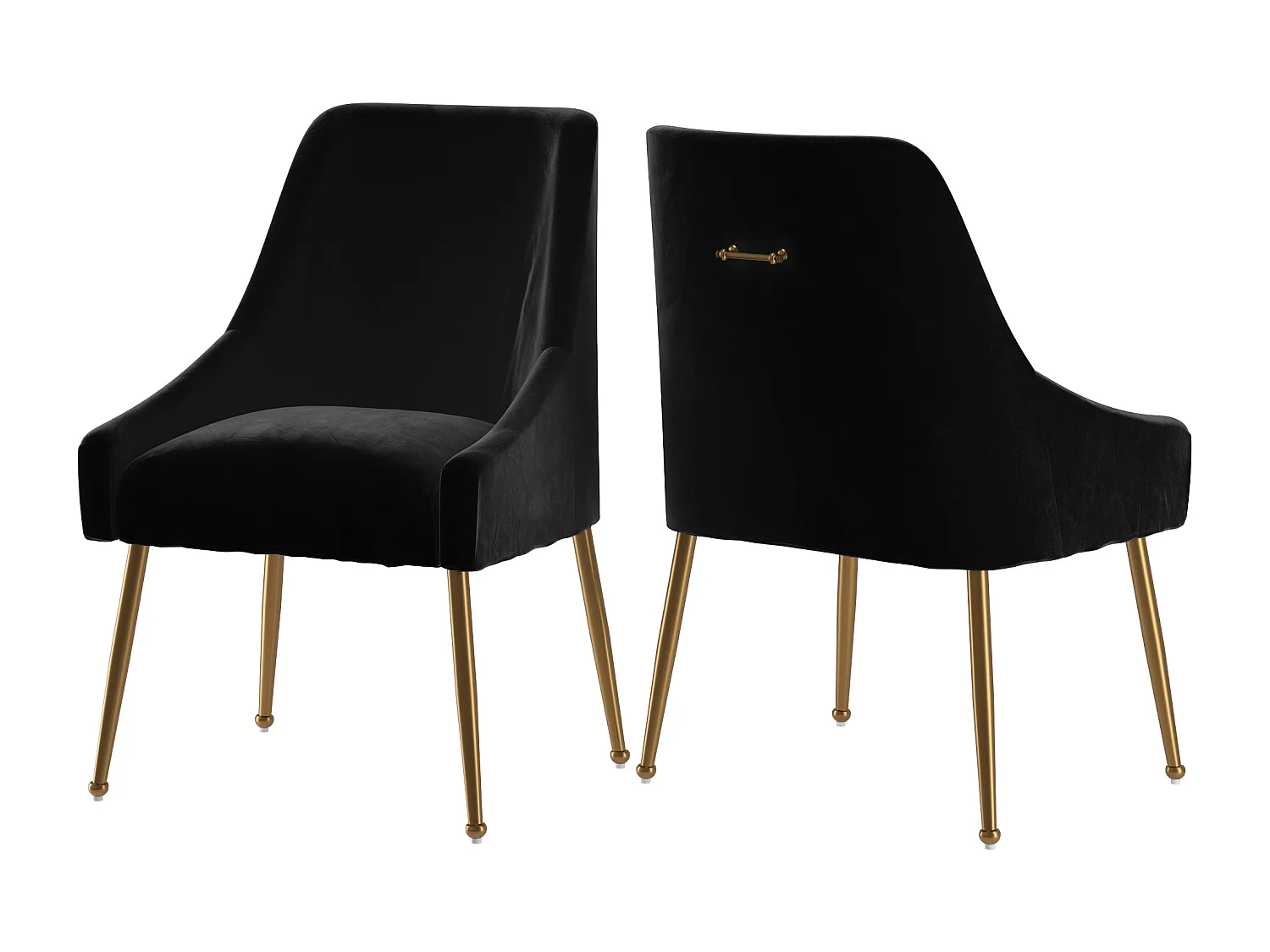 Daphne | Set van 2 stoelen met armleuningen van fluweel & metall Zwart