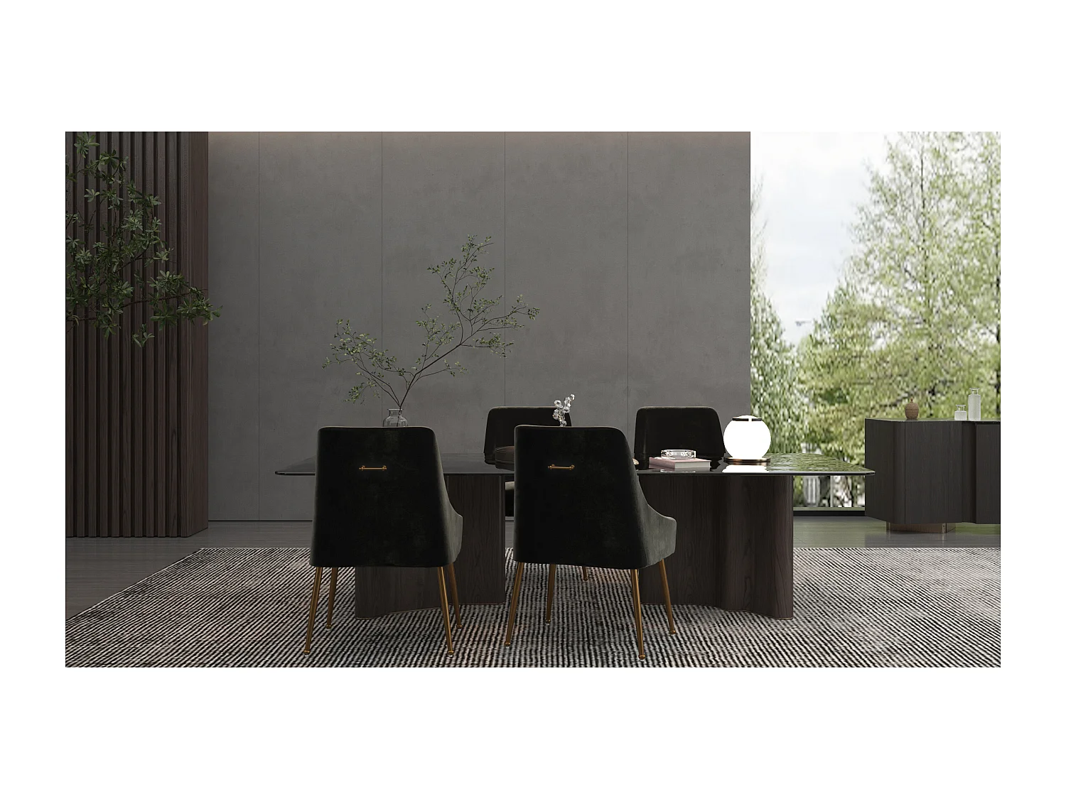 Daphne | Lot de 2 chaises avec accoudoirs en velours et métal noir