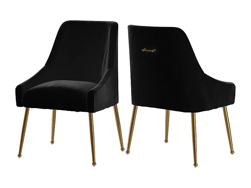 Daphne | Lot de 2 chaises avec accoudoirs en velours et métal noir