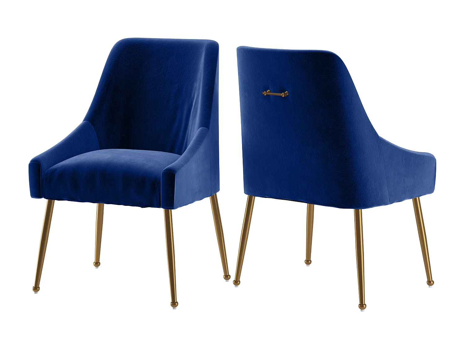 Daphne | Set van 2 stoelen met armleuningen van fluweel & metall Blauw