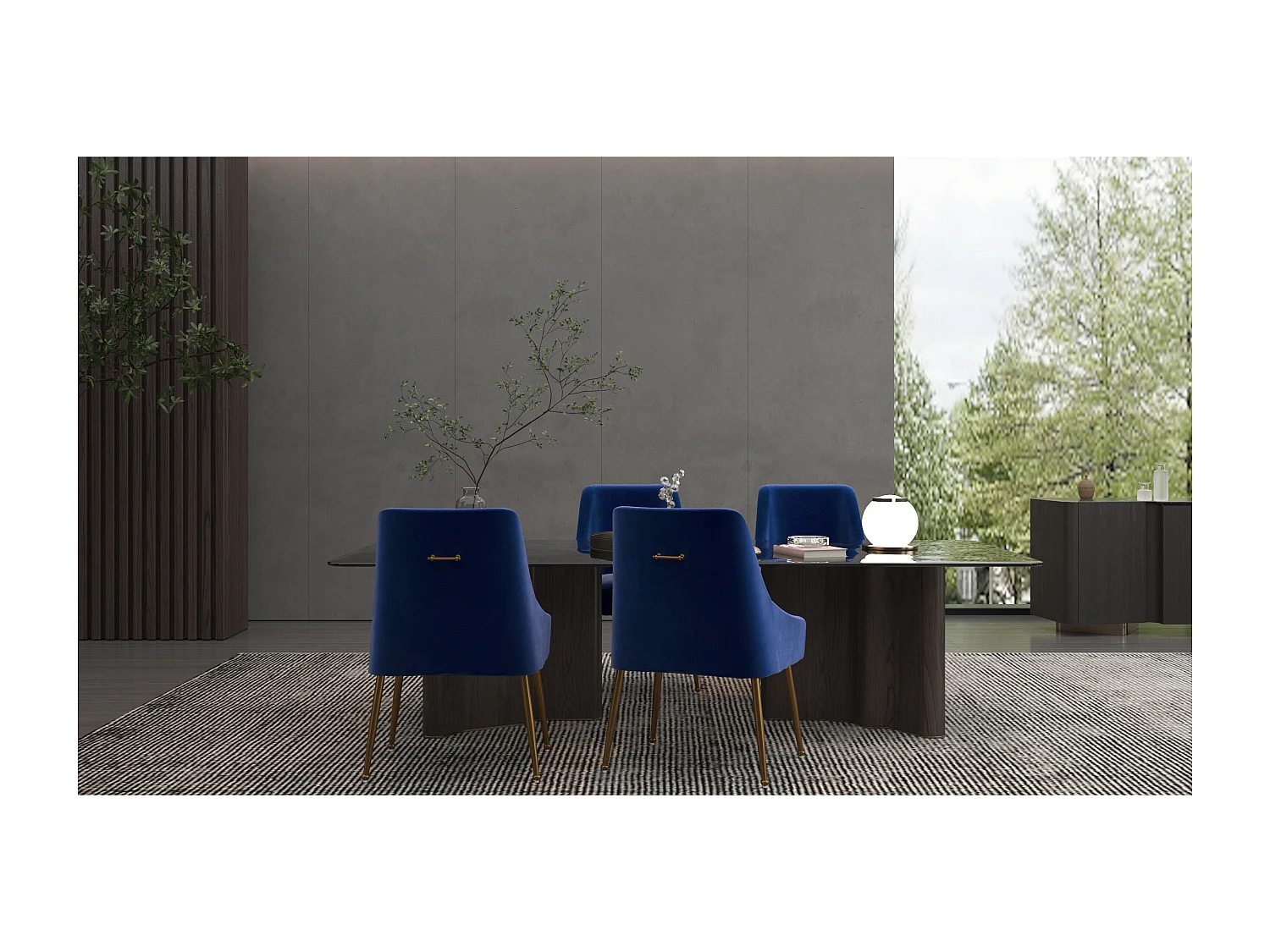 Daphne | Set van 2 stoelen met armleuningen van fluweel & metall Blauw