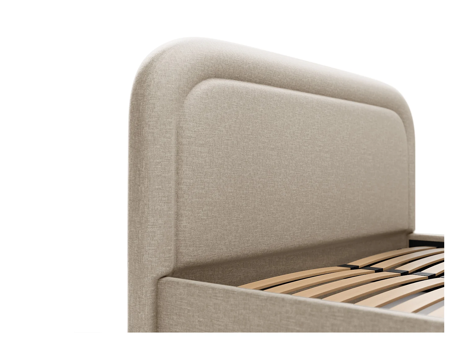 Lit coffre 160 x 200 cm - Tissu chiné - Beige + Matelas - FIREZA