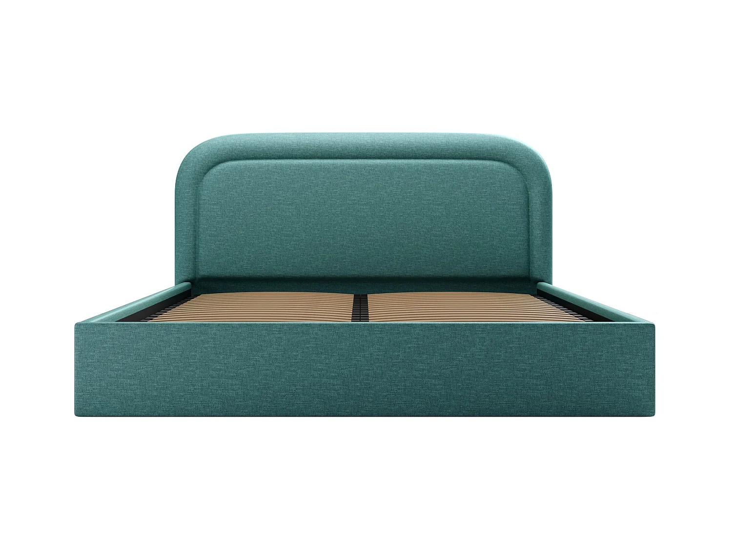 Letto con contenitore 160 x 200 cm Tessuto chiné Verde petrolio + Materasso - FIREZA