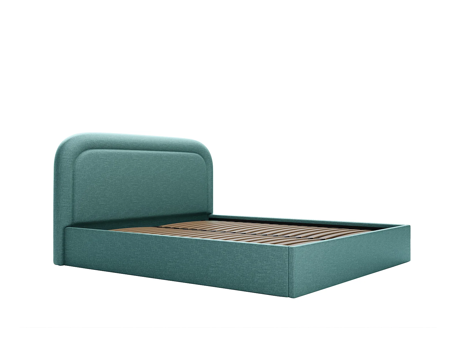 Letto con contenitore 160 x 200 cm Tessuto chiné Verde petrolio + Materasso - FIREZA