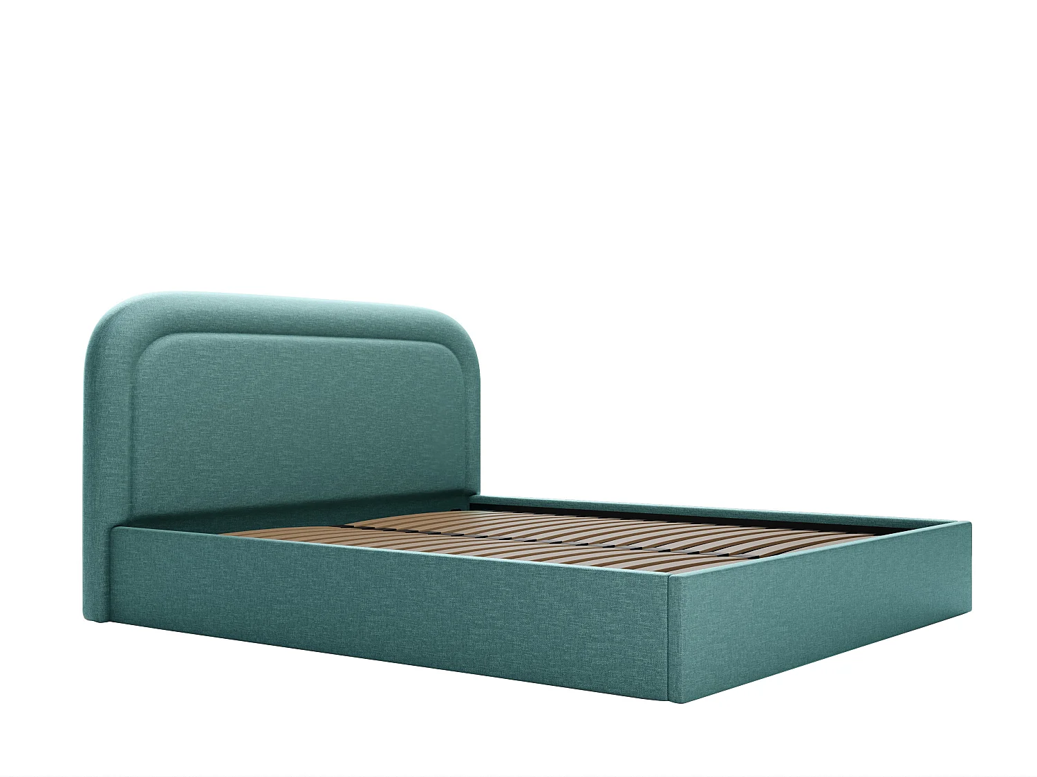 Lit coffre 160 x 200 cm - Tissu chiné - Bleu canard + Matelas - FIREZA