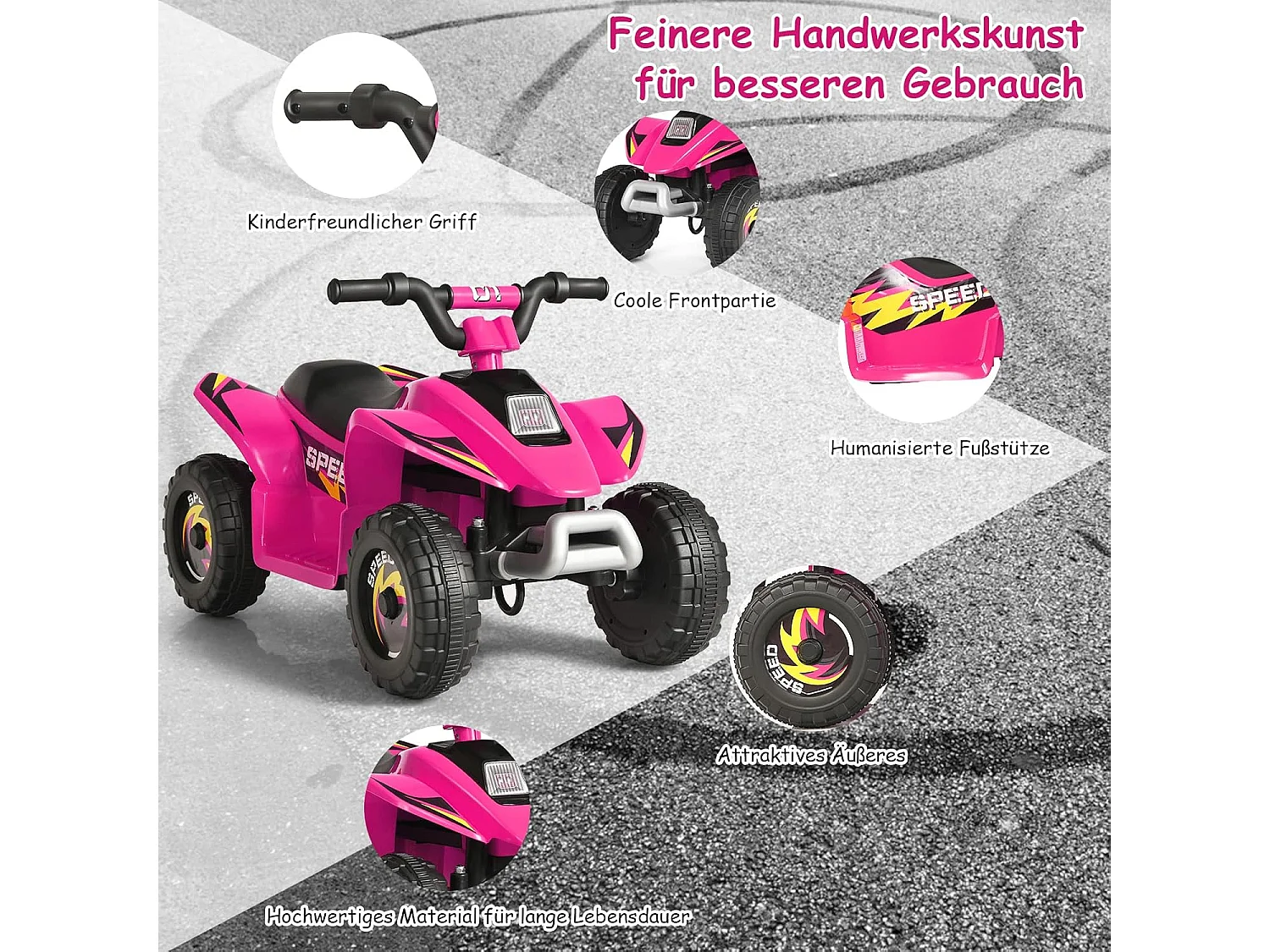 Elektroauto für Kinder Elektro Kinderquad Kindermotorrad 73 x 40 x 44,5 cm Rosa