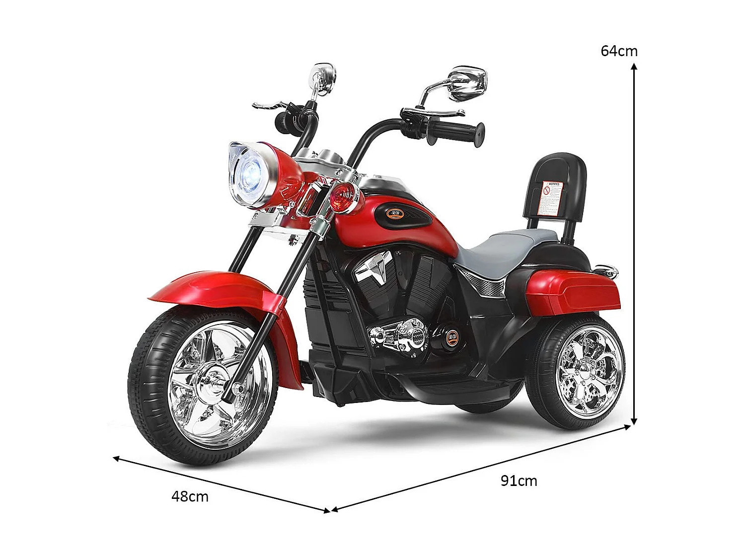 Chopper-Style Motorrad Elektromotorrad Kindermotorrad Motorrad 91 x 48 x 64 cm Rot + Schwarz