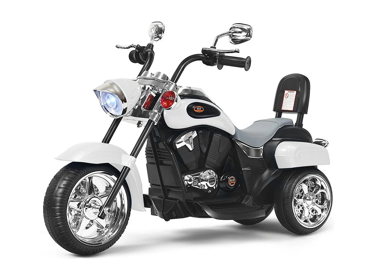 Chopper-Style Motorrad batteriebetriebenes Motorrad 91 x 48 x 64 cm Weiß + Schwarz