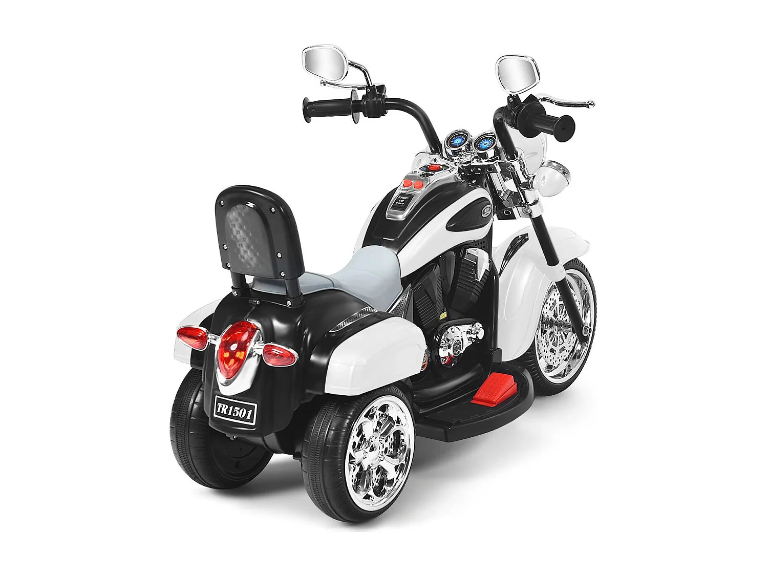 Chopper-Style Motorrad batteriebetriebenes Motorrad 91 x 48 x 64 cm Weiß + Schwarz