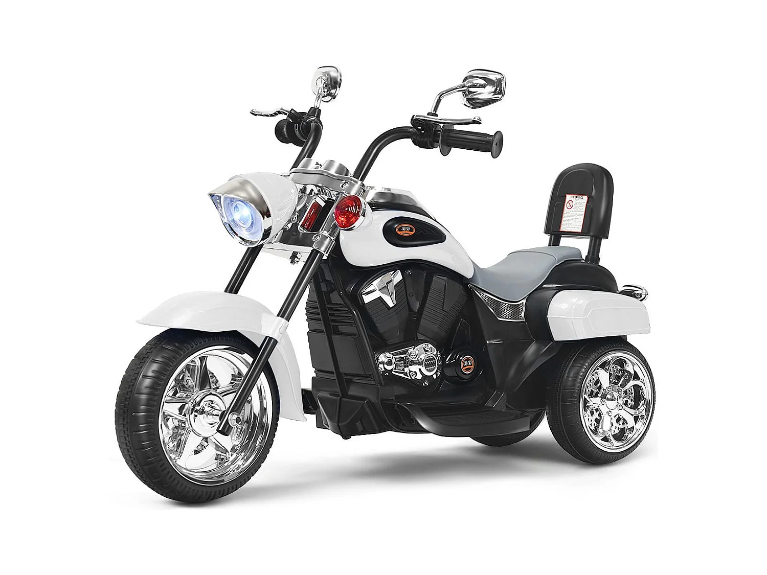 Chopper-Style Motorrad batteriebetriebenes Motorrad 91 x 48 x 64 cm Weiß + Schwarz