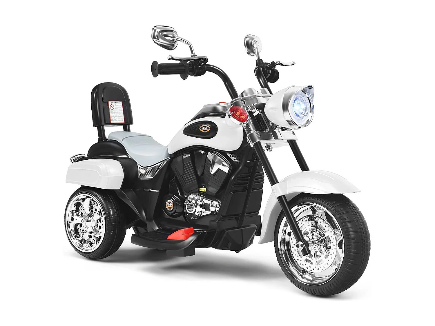 Chopper-Style Motorrad batteriebetriebenes Motorrad 91 x 48 x 64 cm Weiß + Schwarz