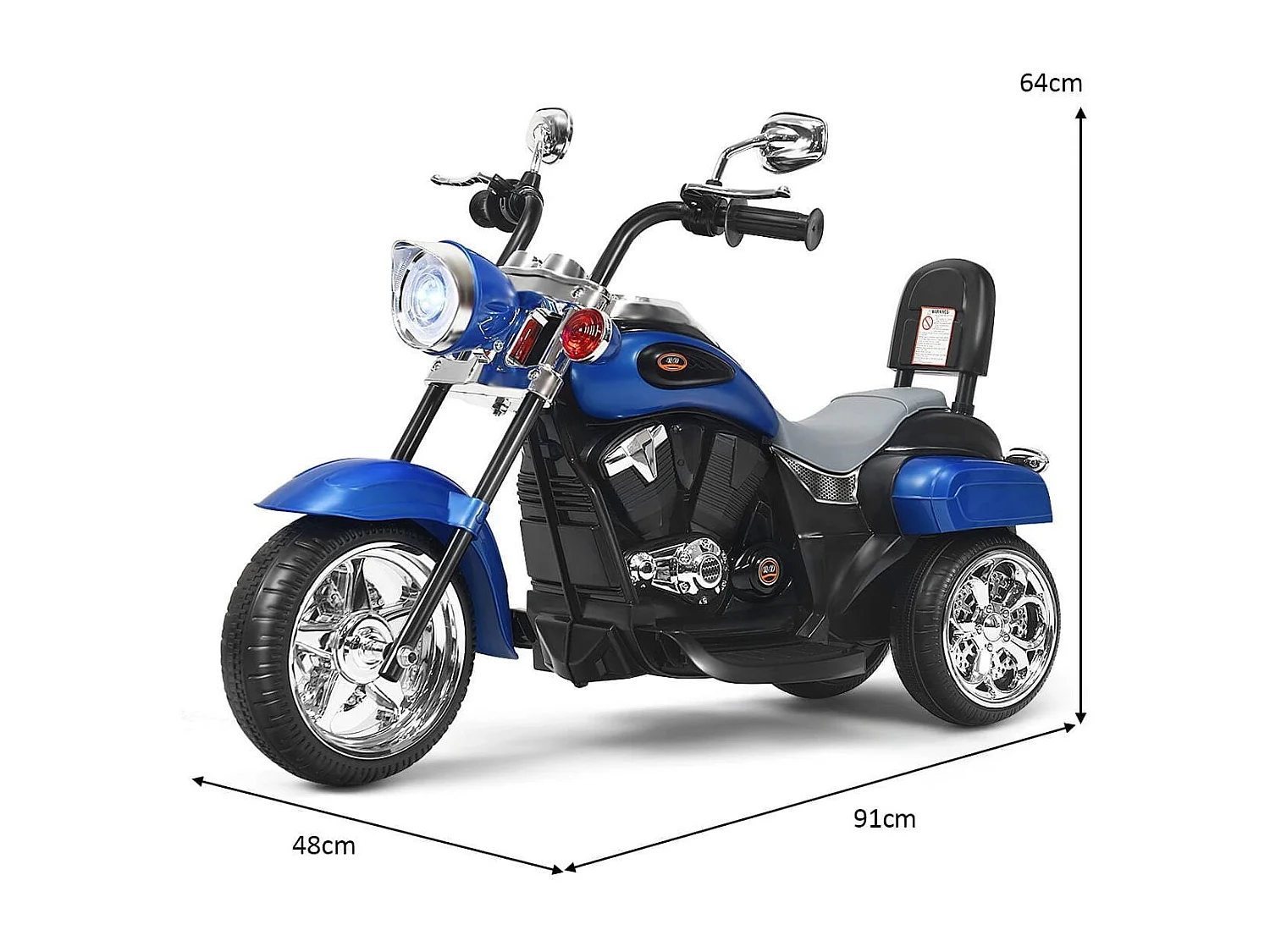 6V Elektro Motorrad mit verstellbaren Scheinwerfer Motorrad 91 x 48 x 64 cm Blau + Schwarz