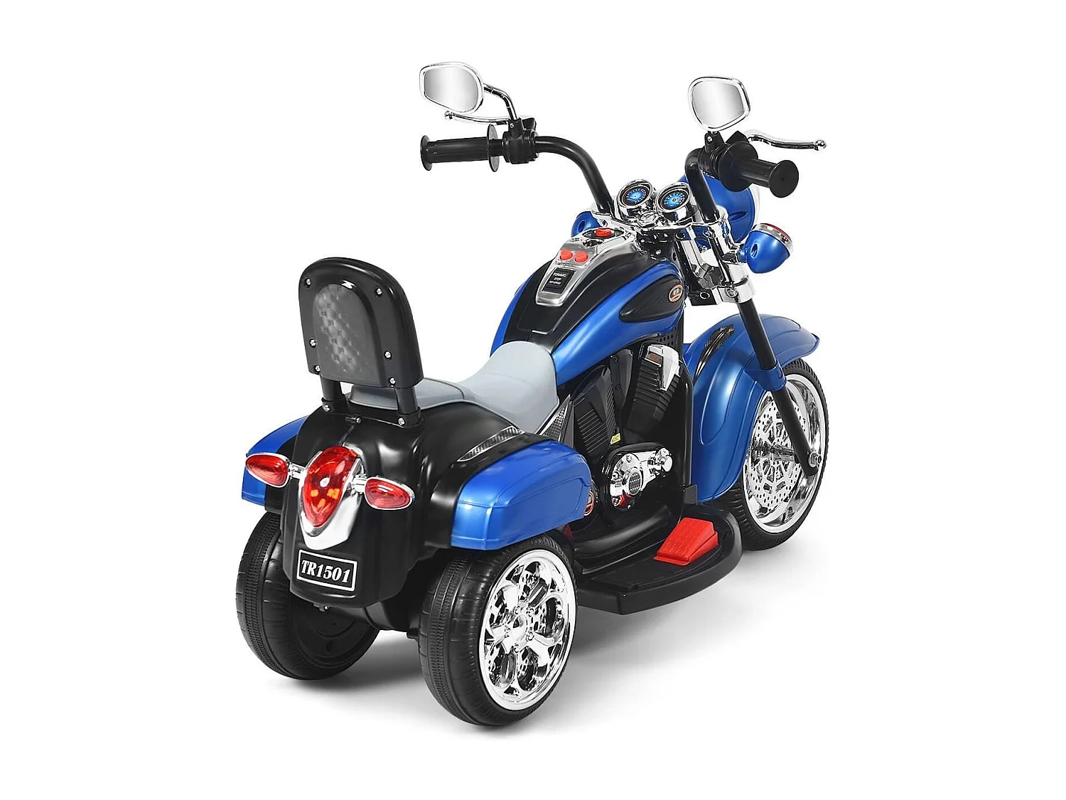 6V Elektro Motorrad mit verstellbaren Scheinwerfer Motorrad 91 x 48 x 64 cm Blau + Schwarz
