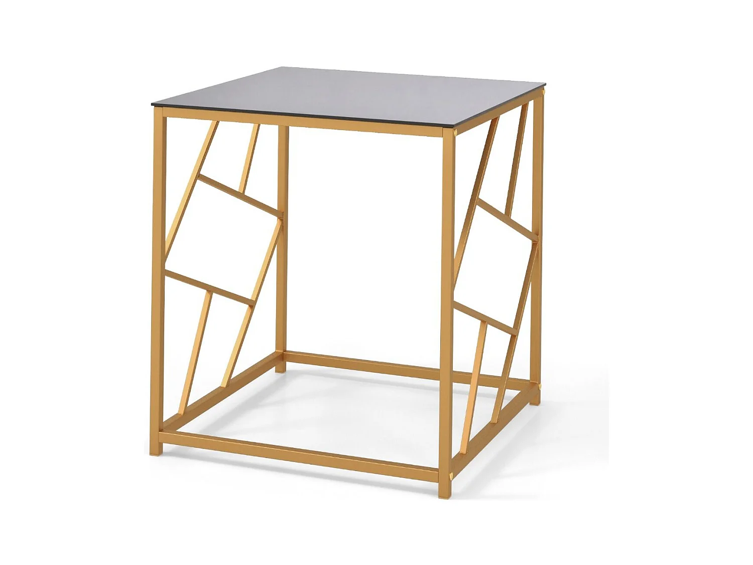 Beistelltisch mit Gehärteter Glasplatte & Metallrahmen Moderner Couchtisch 50 x 50 x 55 cm