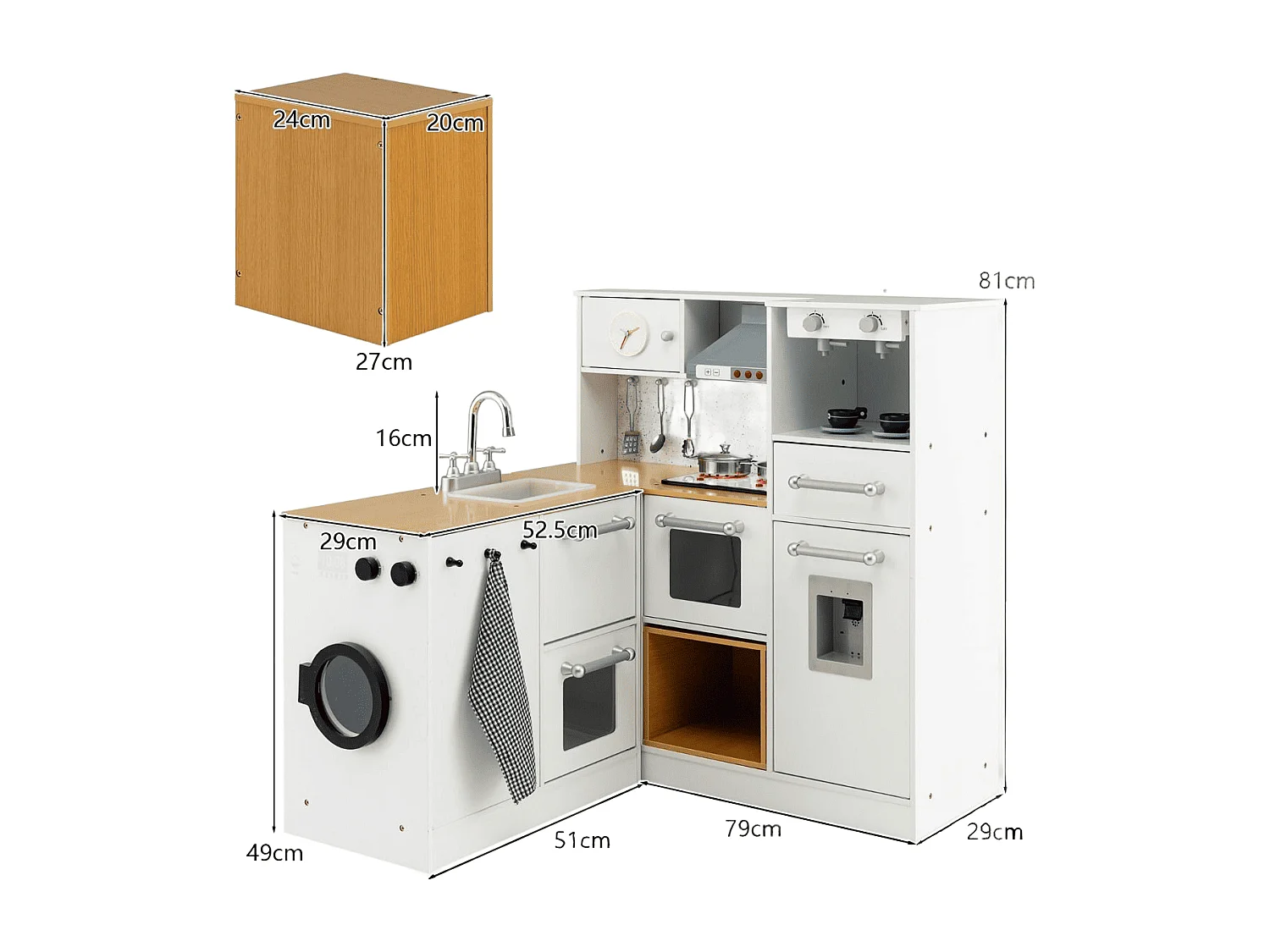 Kinder-Küchenset Spielküche mit Licht Hocker Kaffeemaschine Wasserspender Herd