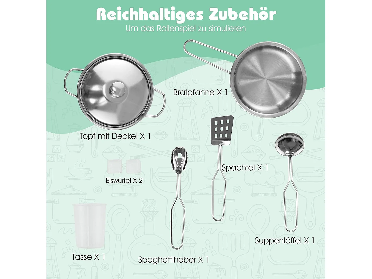 Eck Spielküche mit Sound und Licht, Kinderküche aus Holz, inkl. Spielzubehör, für Kinder ab 3 Jahren