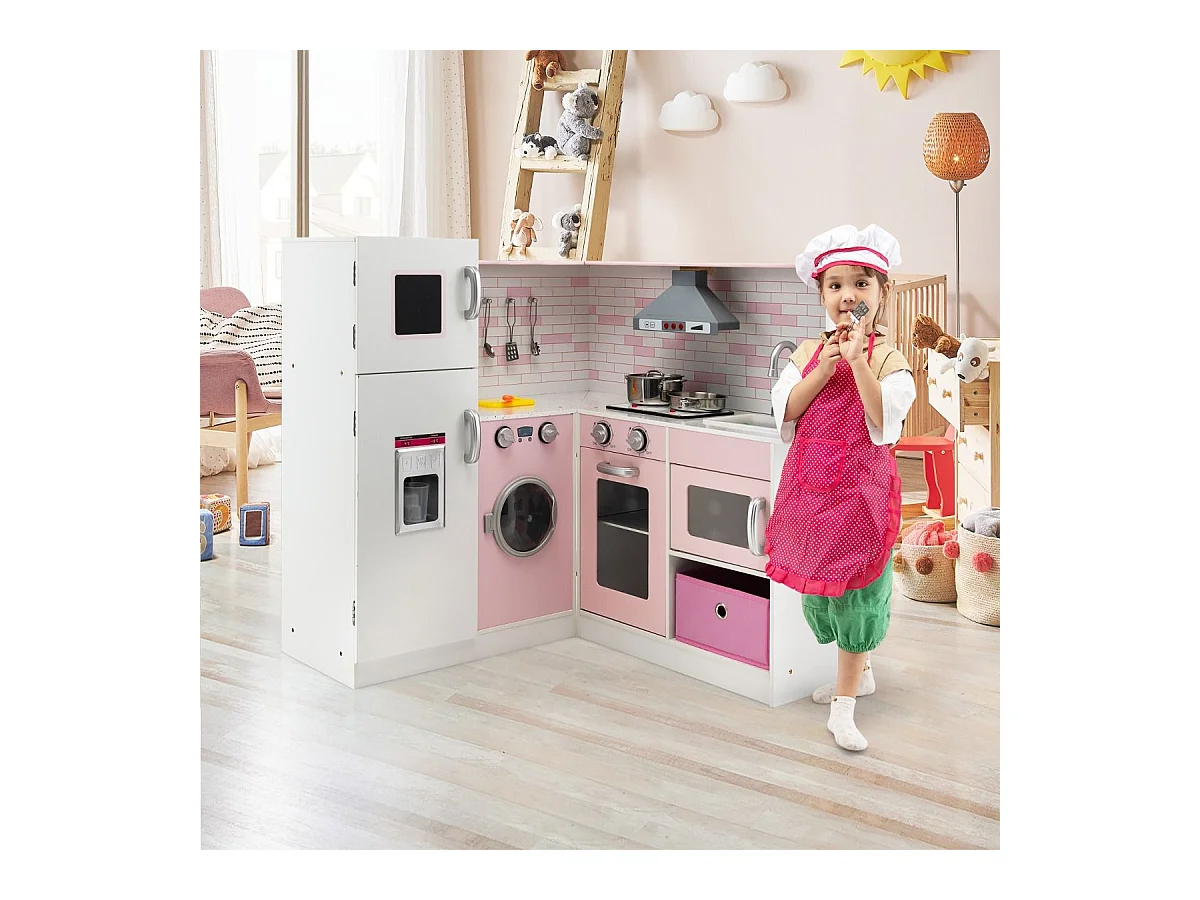 Cuisine Enfant en Bois 85 x 84 x 85 cm Table de Cuisson Électrique Équipement de Cuisine Complet Nombreux Accessoires