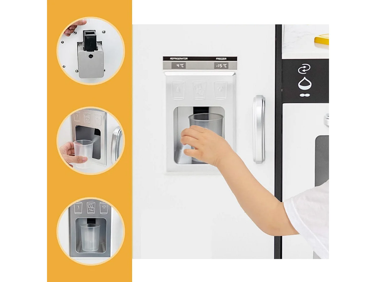 Cucina giocattolo per bambini in legno con lavabo separato suoni e luci divertenti, Set da cucina per giochi Caffè