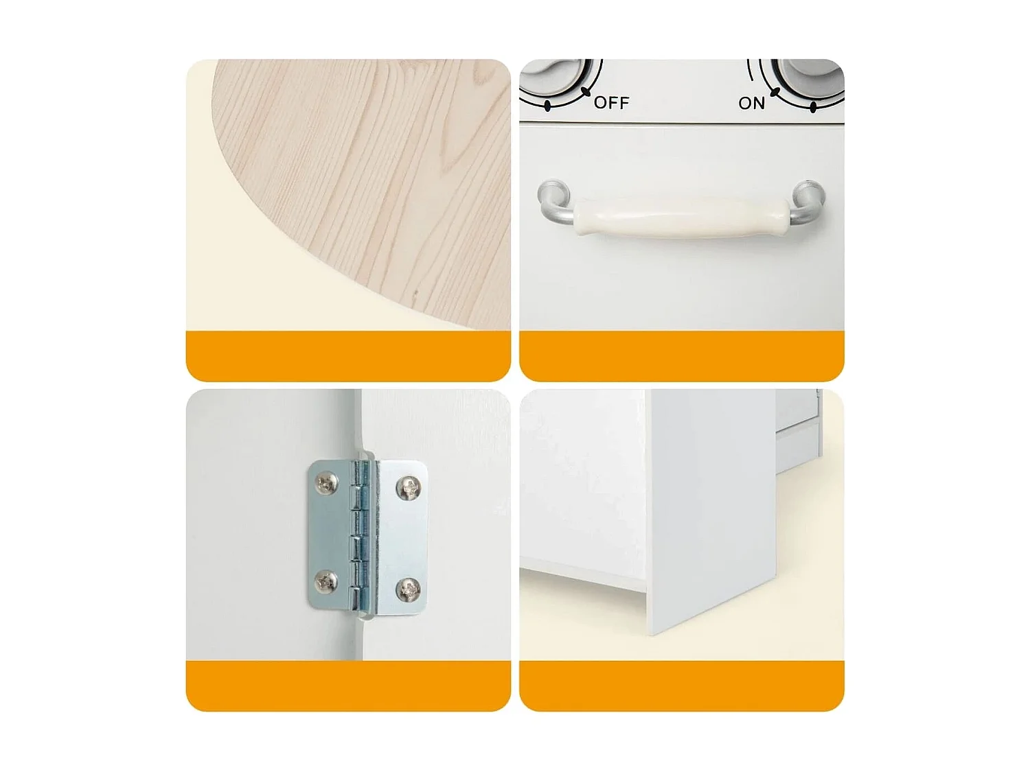 Cuisine d'angle avec réfrigérateur séparé & son & accessoires de jeu Cuisine pour enfants blanche