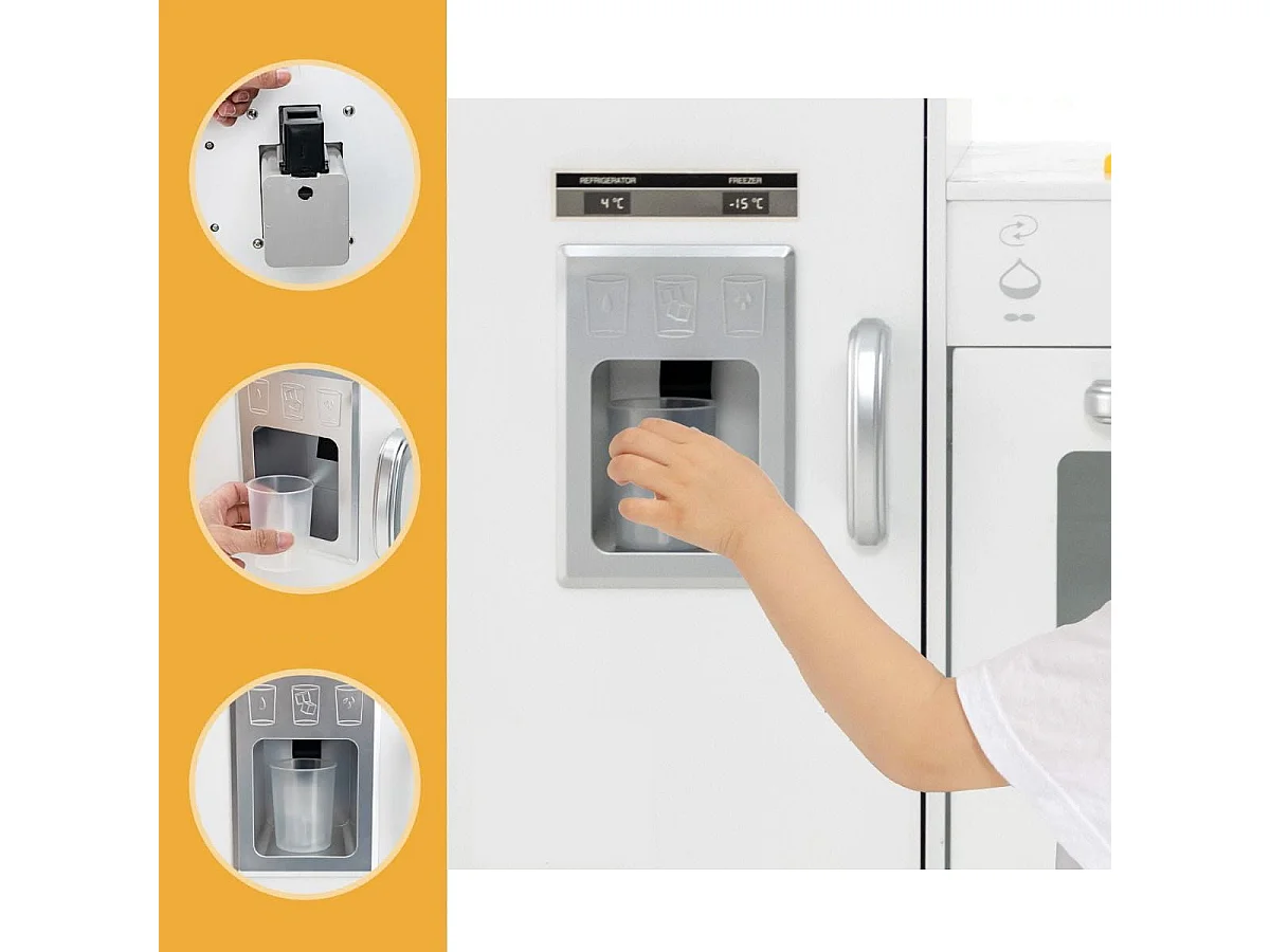 Holz Eck Kinderküche mit Licht & Sound & Tafel & Zubehör Kinderküche Spielküche Holzküche Weiß