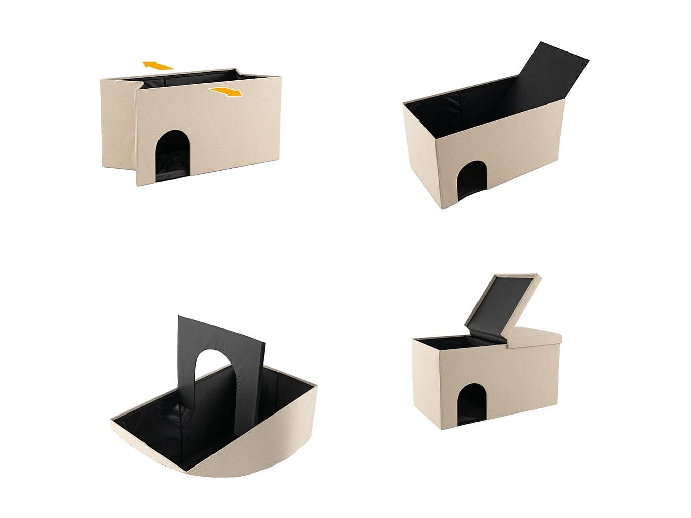 Katzenhöhle faltbar 2 in 1 Katzenhaus Sitzbank bis 200 kg Katzenversteck für Katzentoilette 90 x 50 x 50 cm Beige