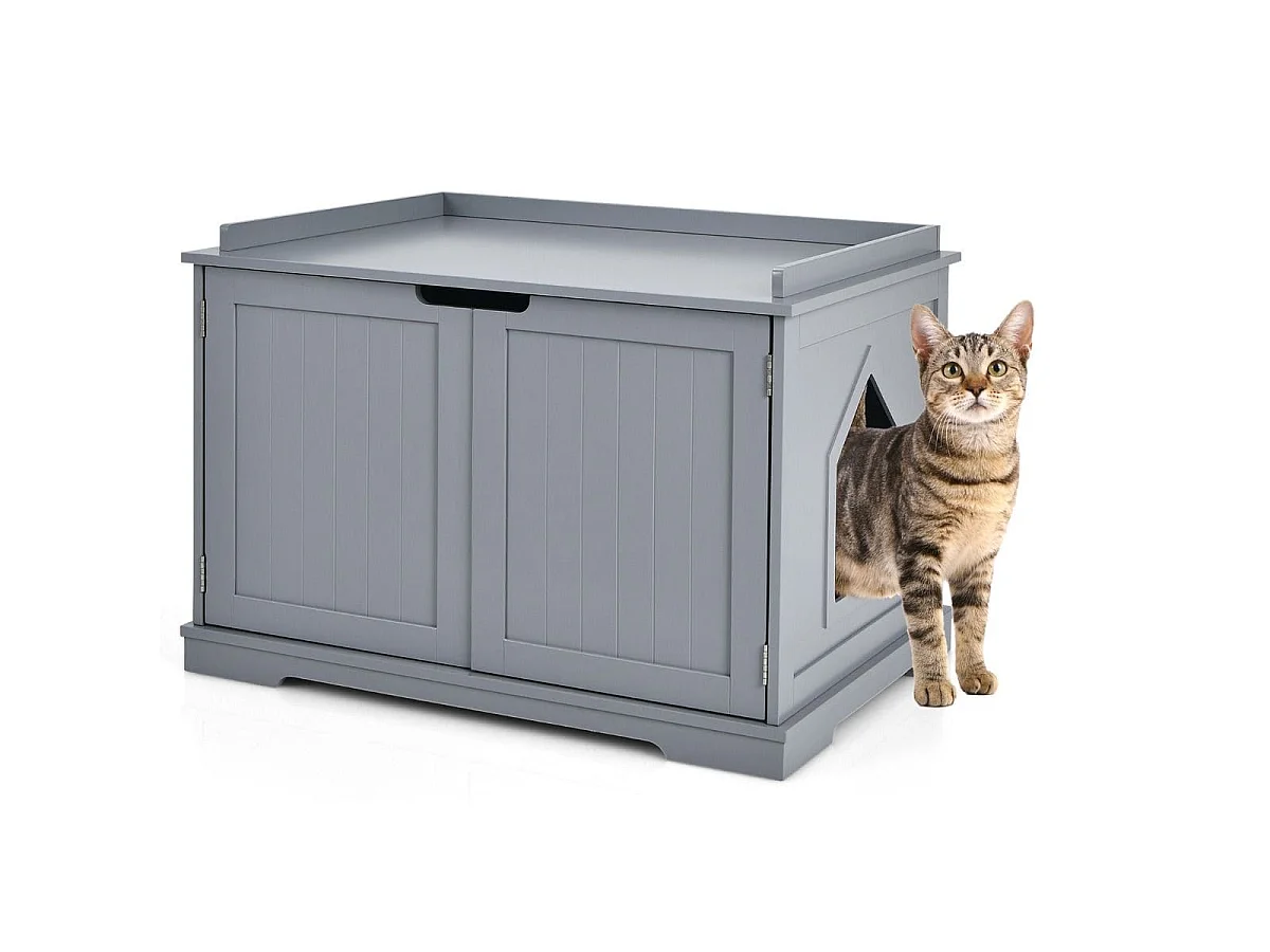 Katzenhäuschen oder Katzentoilettenbox mit aufklappbaren Wänden