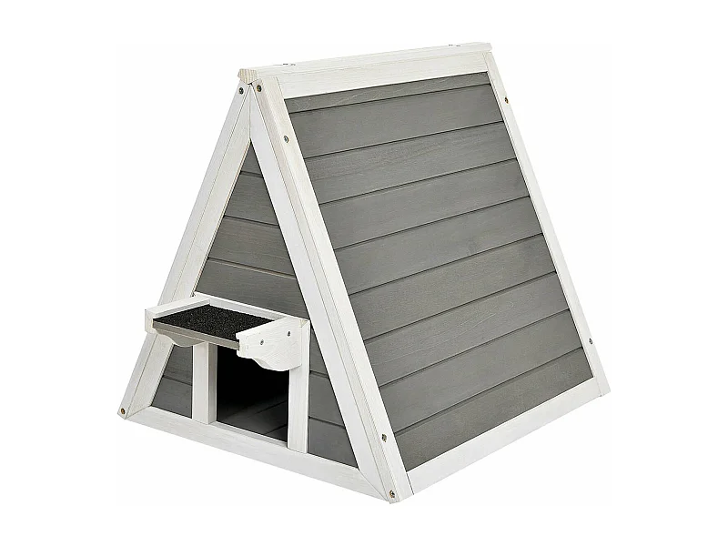 Hölzernes Katzenhaus bis 20kg, Katzenhütte Holz, Katzenhöhle Outdoor Winterfest, Haustierhütte wetterfest für draußen und drinnen 50x55x53cm