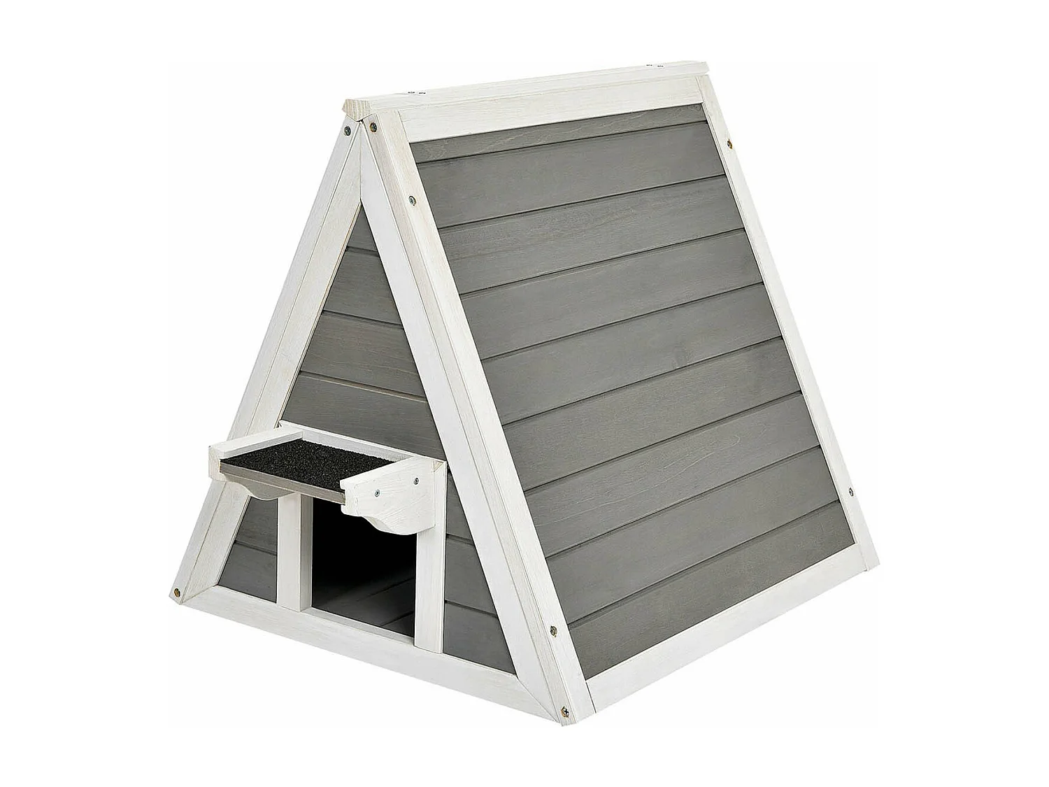 Hölzernes Katzenhaus bis 20kg, Katzenhütte Holz, Katzenhöhle Outdoor Winterfest, Haustierhütte wetterfest für draußen und drinnen 50x55x53cm