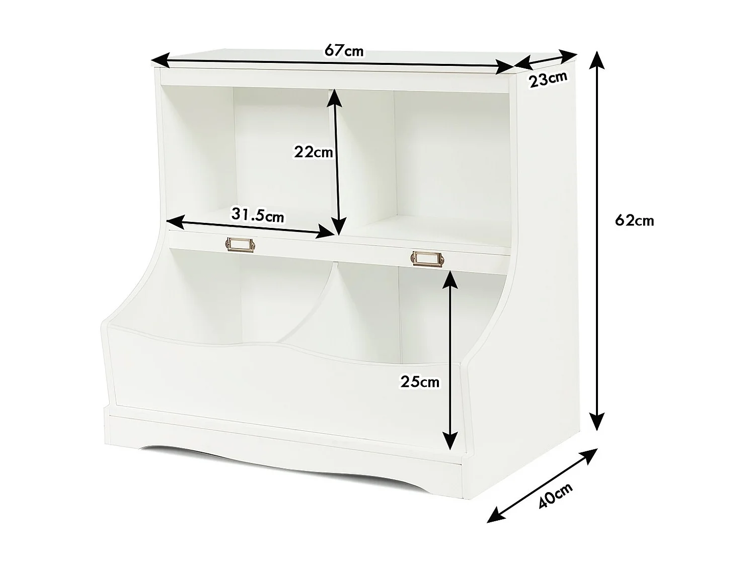 Kinderregal mit 4 Fächern Spielzeugregal Bücherregal für Kinder 67 x 40 x 62 cm Weiß
