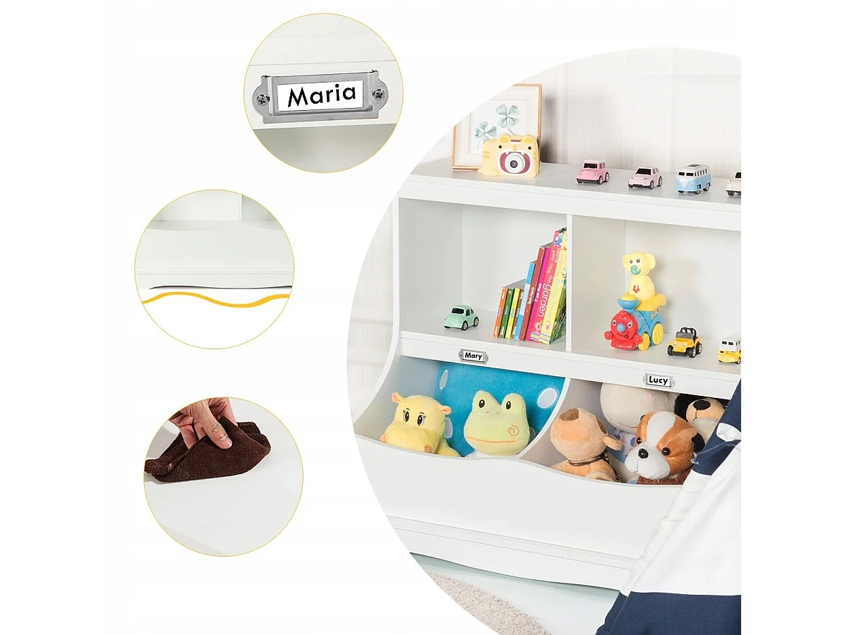 Kinderregal mit 4 Fächern Spielzeugregal Bücherregal für Kinder 67 x 40 x 62 cm Weiß