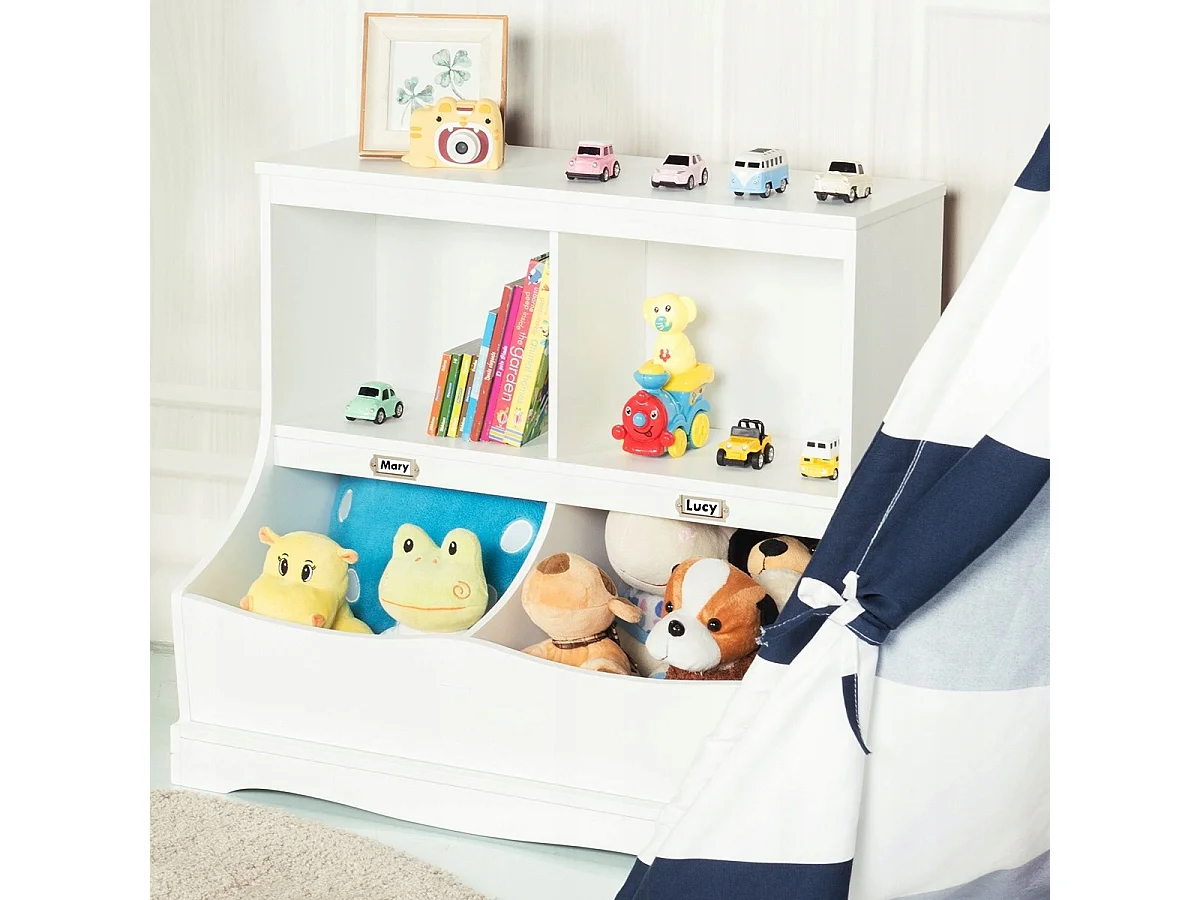 Kinderregal mit 4 Fächern Spielzeugregal Bücherregal für Kinder 67 x 40 x 62 cm Weiß