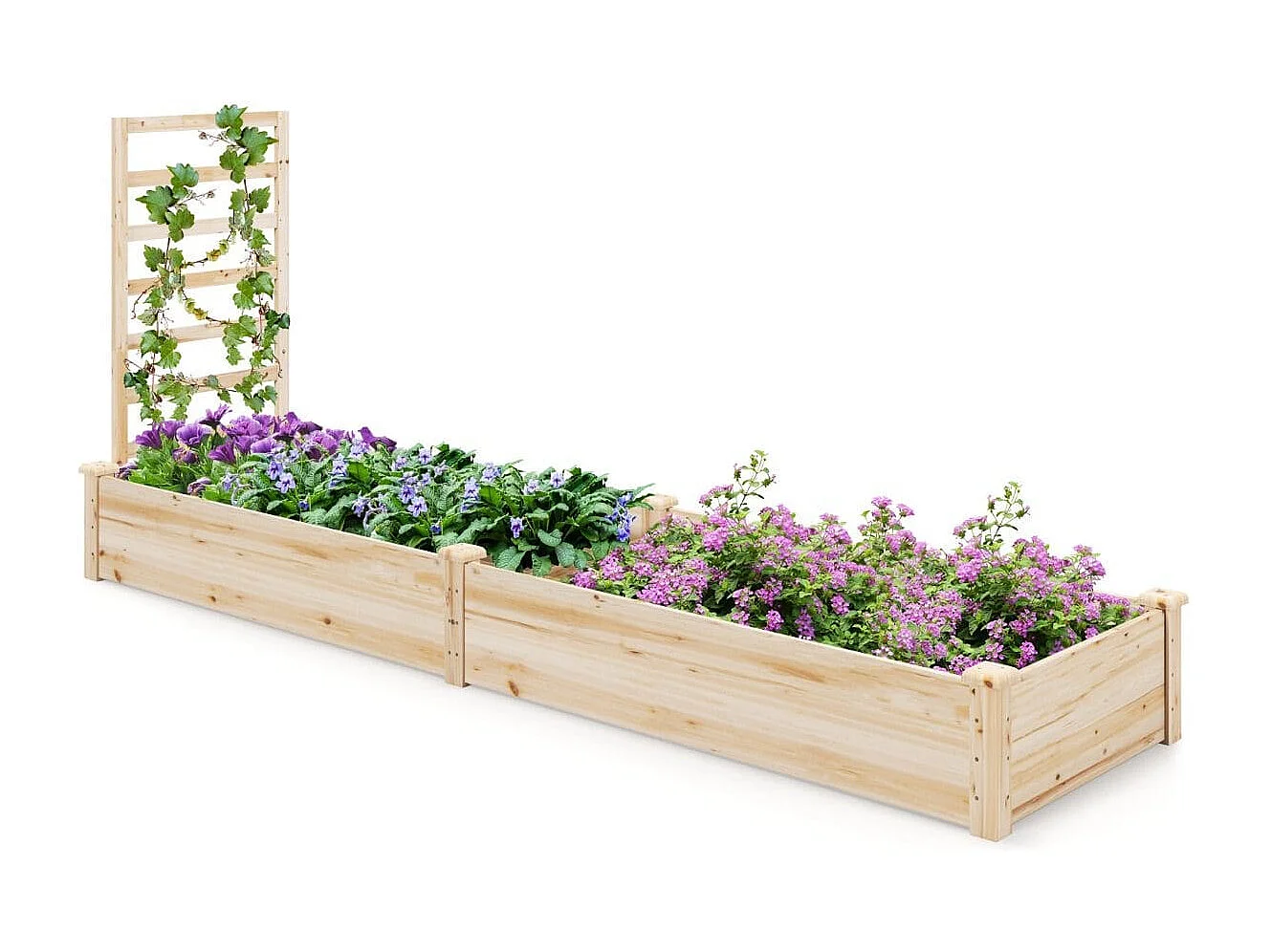 Tannenholz Gemüsegarten Quadrat 235x63x102CM Rankgitter Offene Basis DIY Malerei Kletterreben Obst Blumen Gemüse Natural
