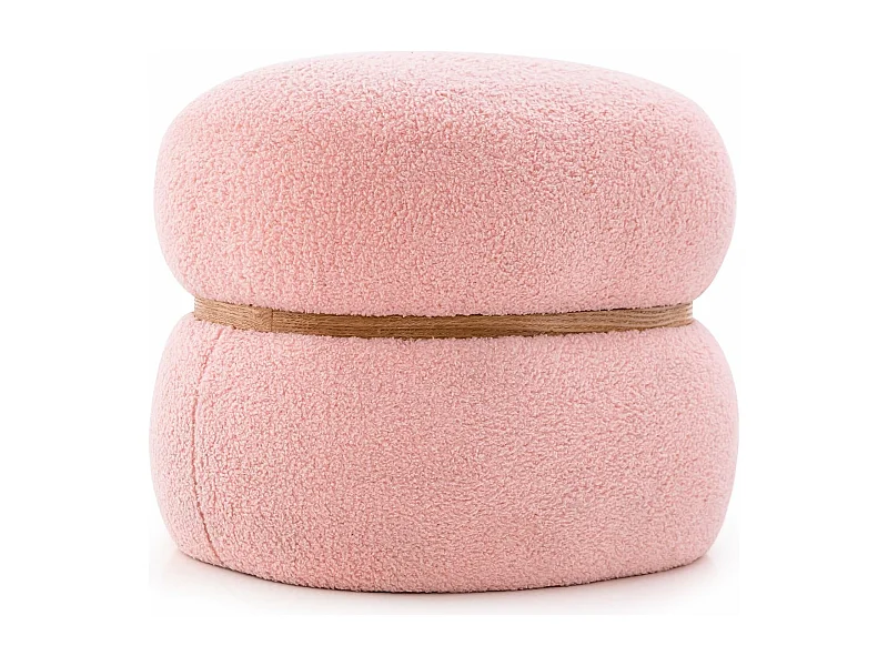 Sitzhocker oval, Schminkhocker gepolsert aus Sherpa mit rutschfeste Fußpolster, Ottomane Samthocker für Eingang Wohnzimmer, 44 x 35 x 35 cm, Rosa